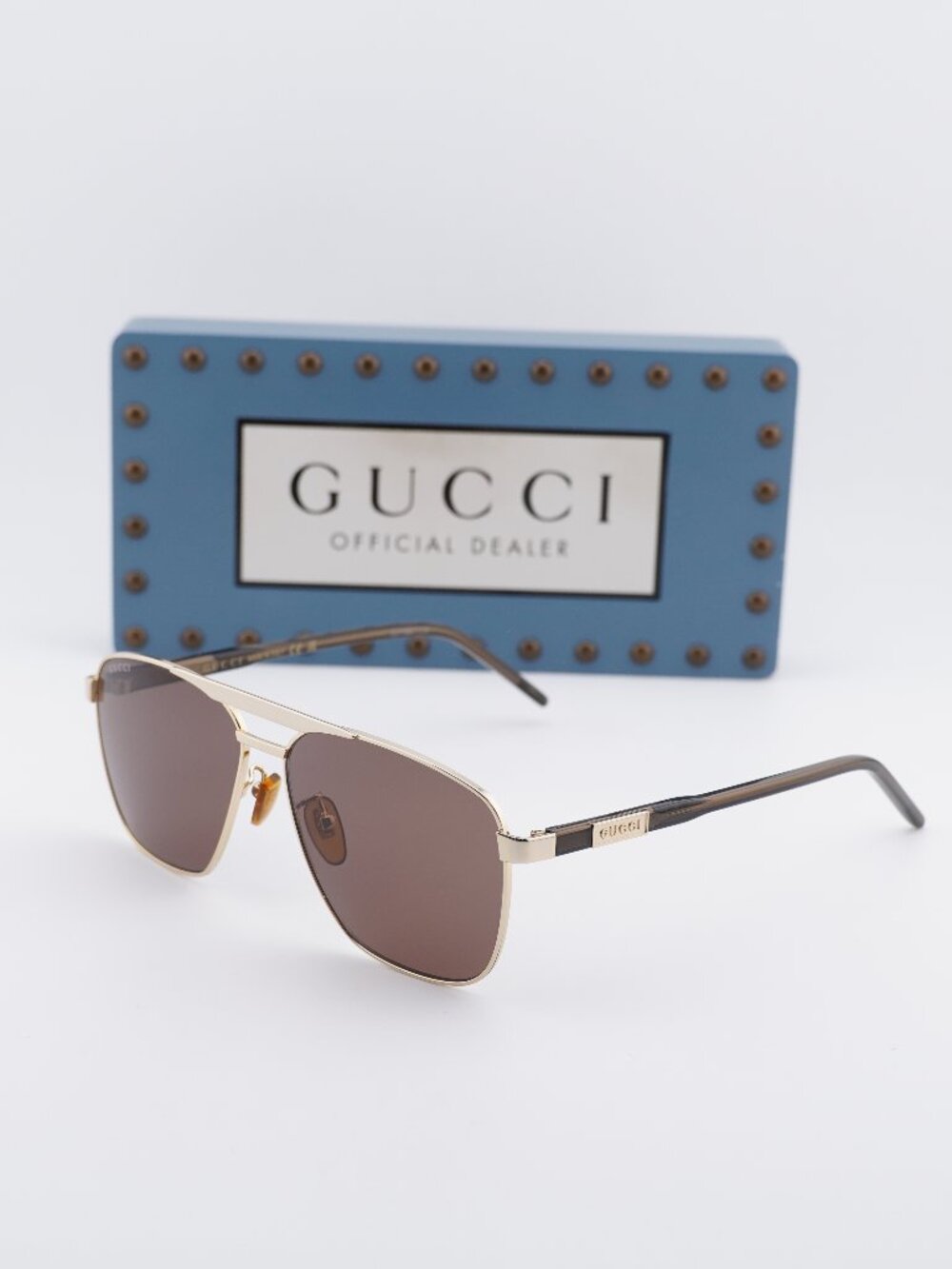 Gucci GG1164S 002 Aviator Sunglasses - Gold/ Brown
